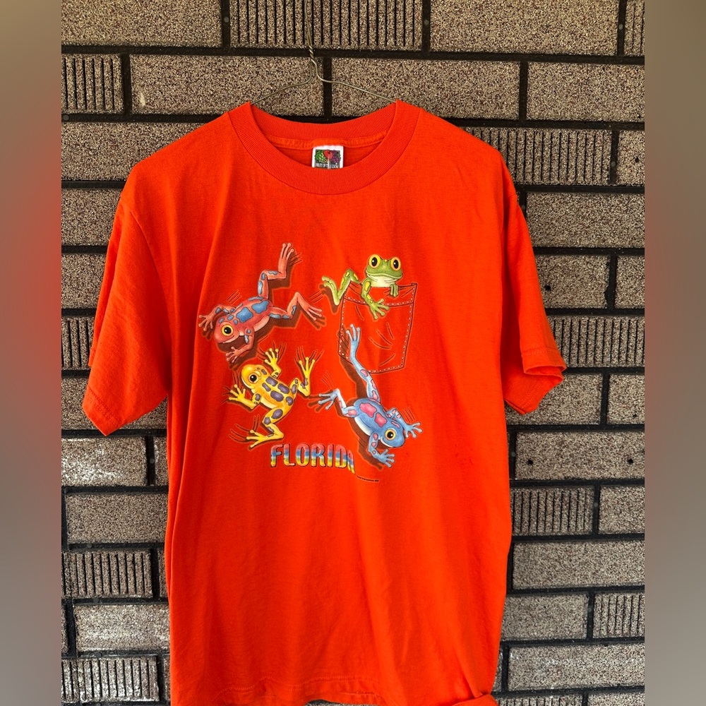 Global Impressions 2001 Florida Frog Vintage Y2K Fruit of The Loom Tee Medium
